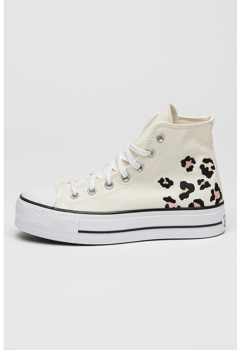 Tenisi canvas cu model animal print All Star Lift, Negru/Crem
