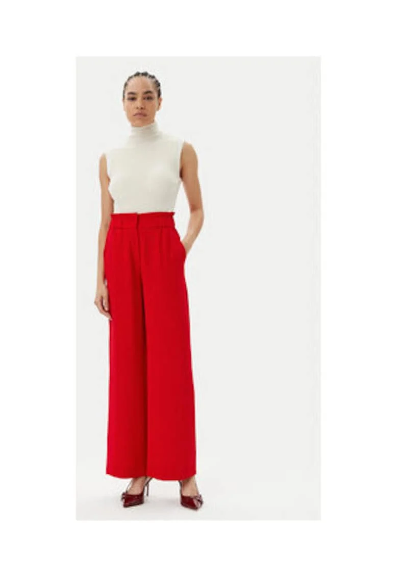 Pantaloni dama,  MORGAN-242-PBIRD 500, rosu, poliester