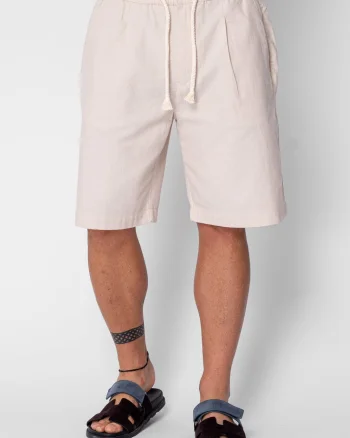 Pantaloni scurti din IN cu nasture si snur Beige