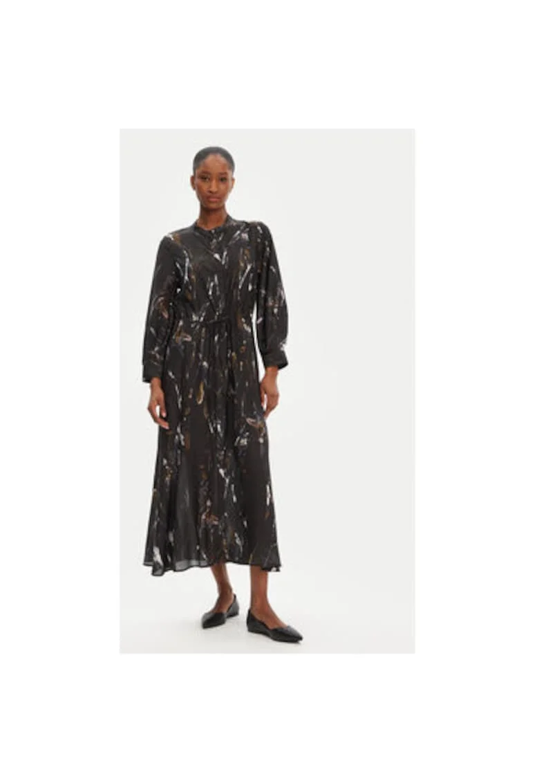 Camasa stil rochie dama  252132625220, Viscoza/Poliester, Negru, Negru