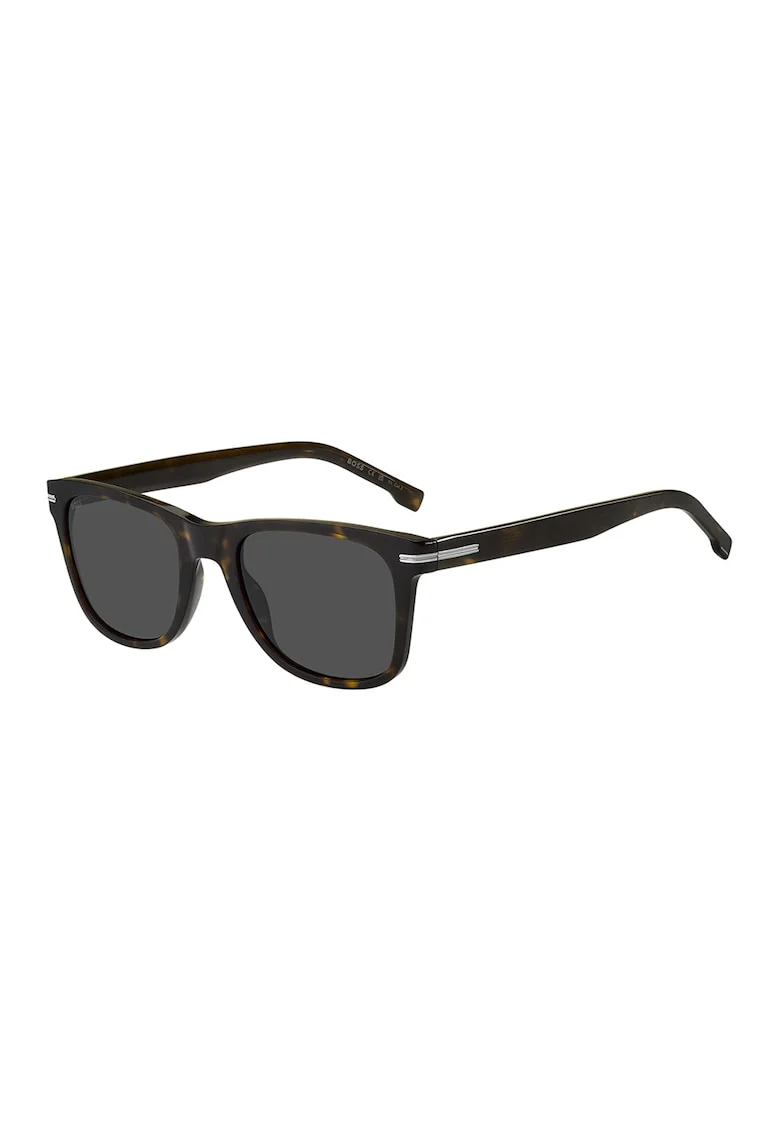 Ochelari de soare wayfarer cu logo discret, Negru/Portocaliu