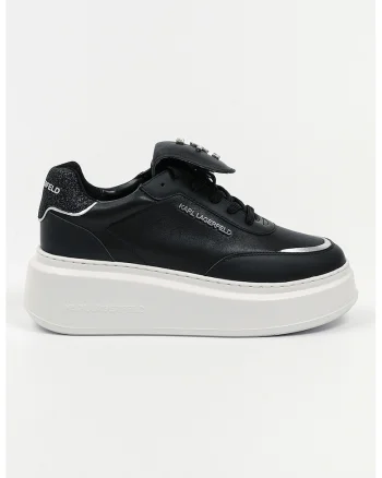 Pantofi sport din piele cu strasuri, Negru