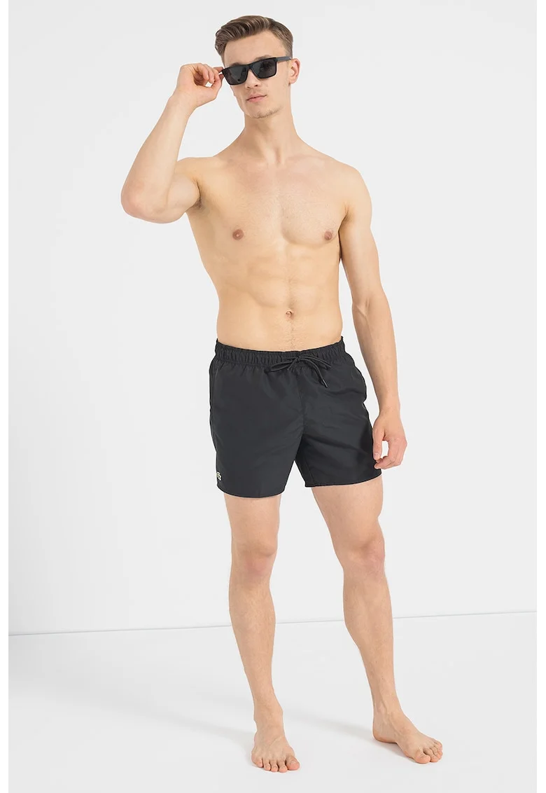 Pantaloni scurti de baie cu snur in talie, Negru