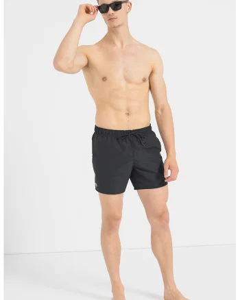 Pantaloni scurti de baie cu snur in talie, Negru