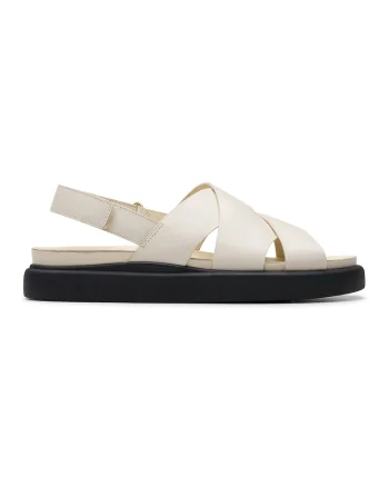 Sandale de piele cu barete incrucisate Aristella, Crem