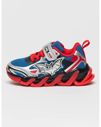 Pantofi sport din plasa cu model si insertii din piele ecologica, Albastru royal/Argintiu