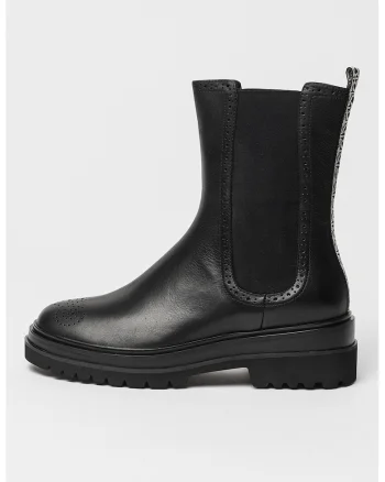 Ghete Chelsea high-cut din piele, Negru
