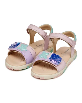 Sandale cu velcro Haiti, Lila/Roz pal
