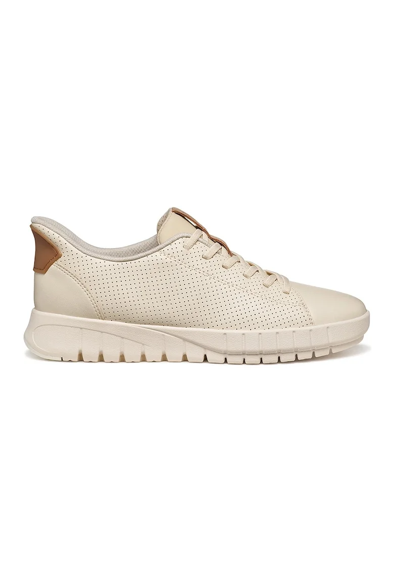 Pantofi sport de piele si piele ecologica uc perforatii, Maro/Bej deschis
