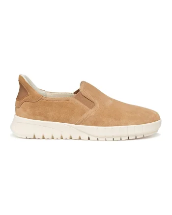 Pantofi sport de piele intoarsa, Bej inchis