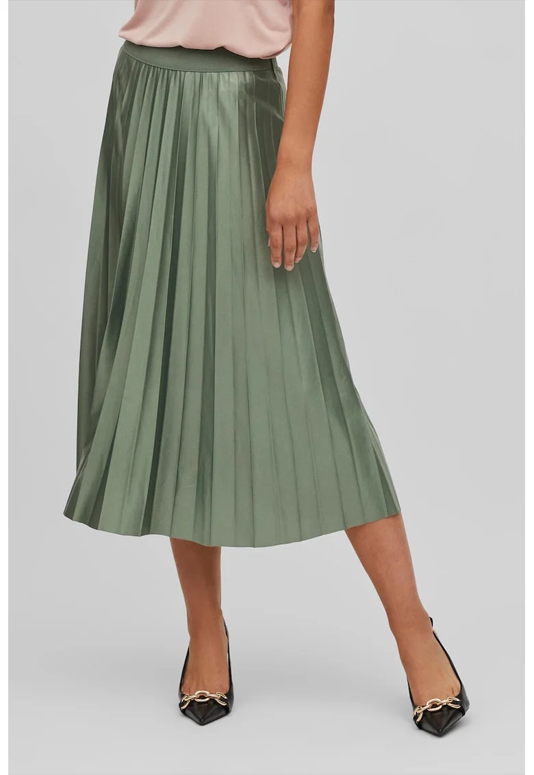 Fusta midi cu pliuri, Verde feriga
