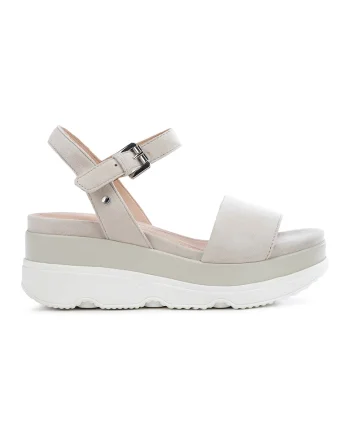 Sandale wedge de piele intoarsa, Gri deschis