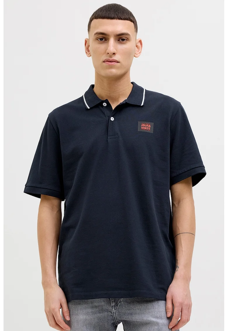 Tricou polo de bumbac cu logo, Albastru ultramarin