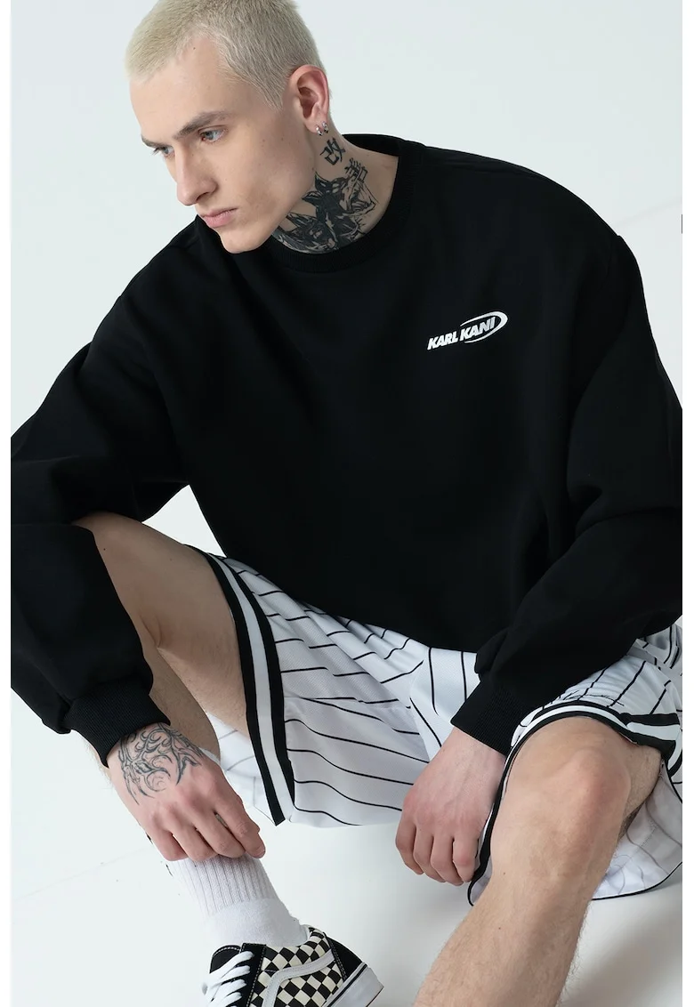 Bluza lejera de trening cu imprimeu logo, Rosu/Alb/Negru