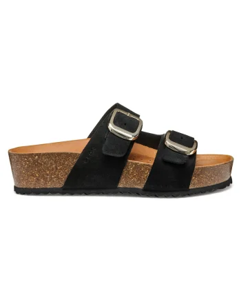 Slapi dama, D551DA-00022,  Piele naturala, Negru, Negru