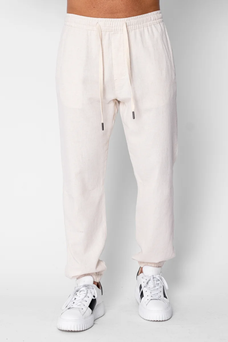 Pantaloni lungi din IN cu elastic si snur Beige