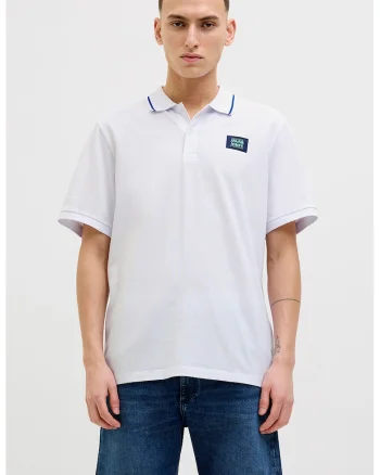 Tricou polo de bumbac cu logo, Alb