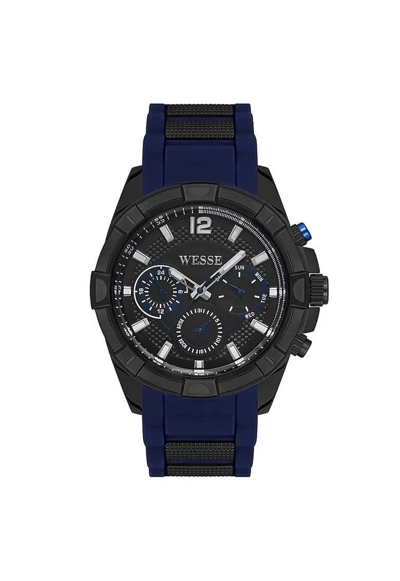 Ceas barbatesc  WWG401803, curea silicon neagra, cadran negru, 46x46mm