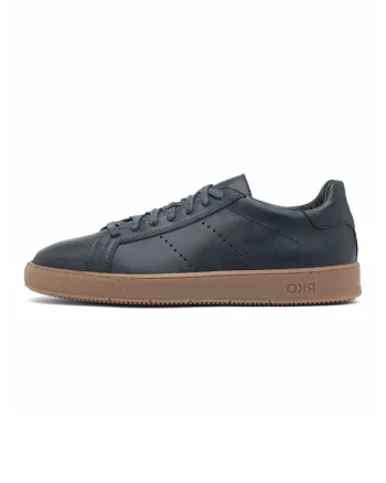 Pantofi sport din piele cu detalii perforate Clement, Albastru ultramarin