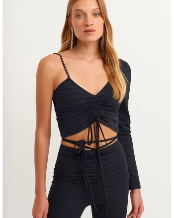 Bluza uni cu decolteu in V, Negru