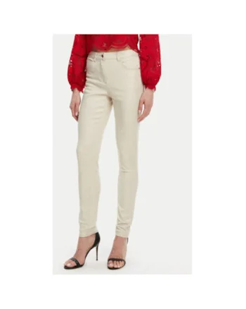 Pantaloni dama  251-PEWELI, Bumbac, Bej, Bej