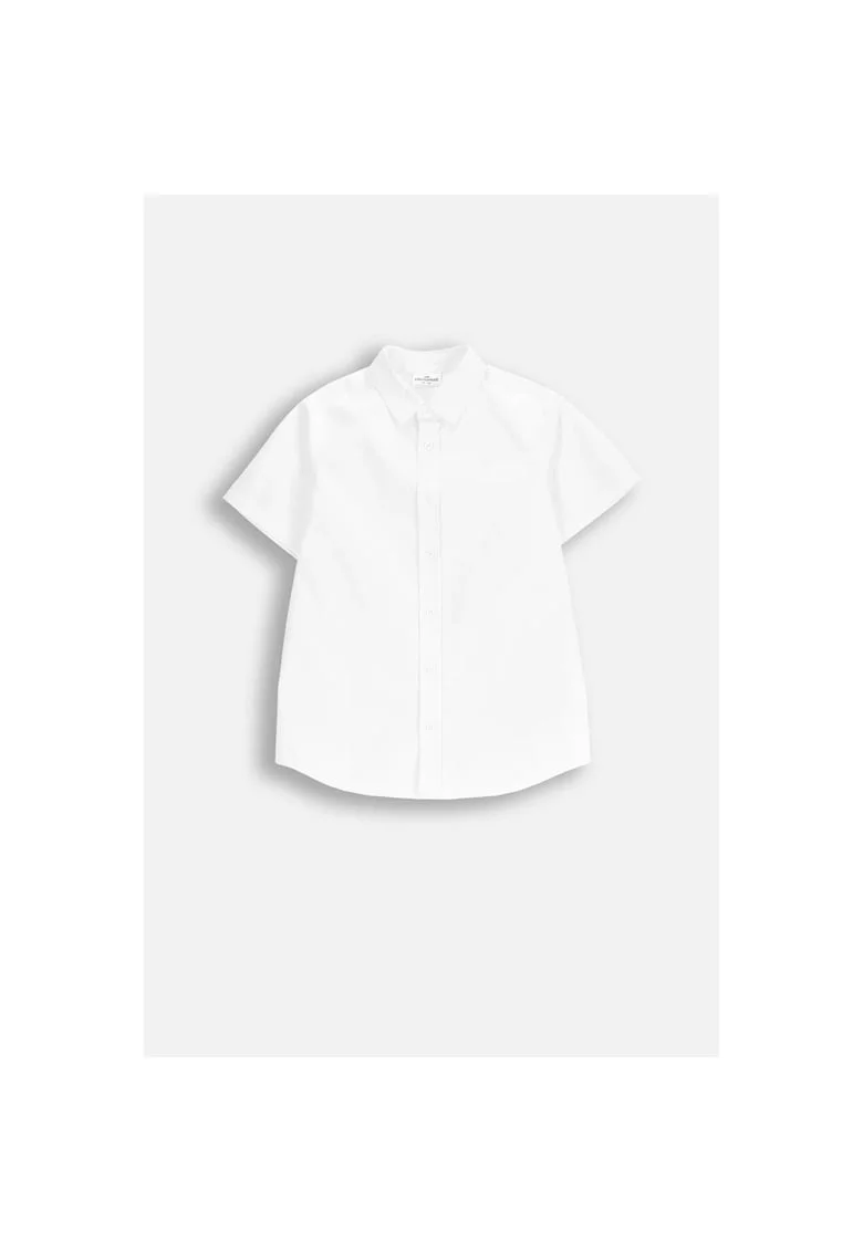 Camasa cu maneca scurta  bumbac, broderie decorativa, alb