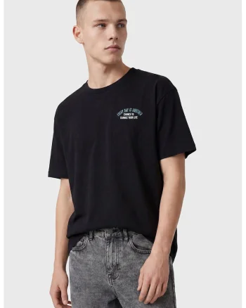 Tricou de bumbac cu imprimeu grafic, Negru,