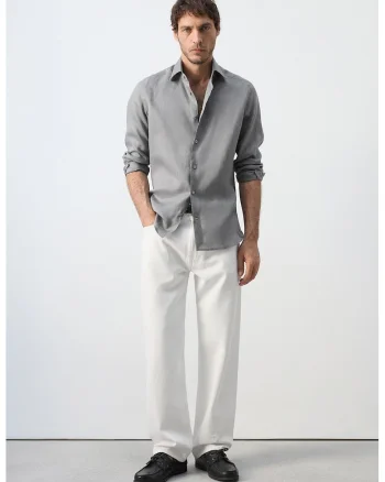 Camasa regular fit de in, Gri