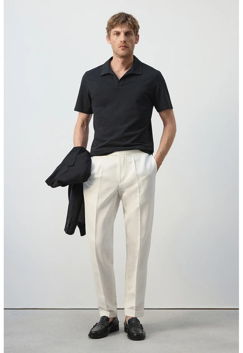 Tricou polo din amestec de bumbac, Bleumarin