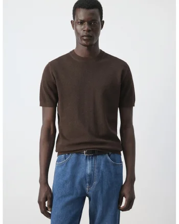 Tricou regular fit din amestec de bumbac, Maro inchis