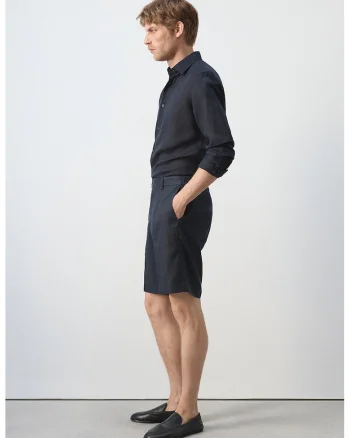 Pantaloni regular-fit din in, Bleumarin