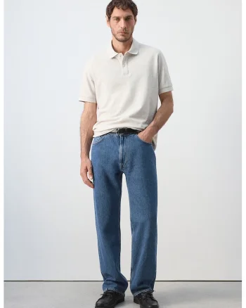 Tricou polo cu croiala regular-fit si model uni, Bej deschis