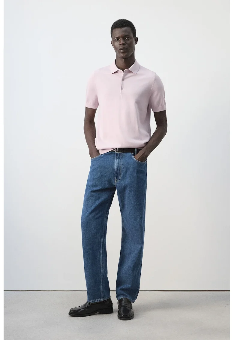 Tricou polo din bumbac cu croiala regular-fit, Nude rose