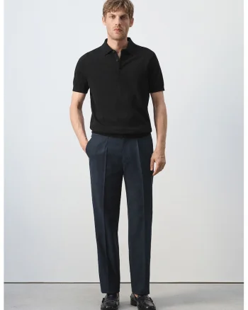 Tricou polo din bumbac cu croiala regular-fit, Alb/Negru