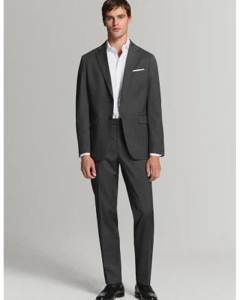 Sacou slim fit de lana, Gri inchis