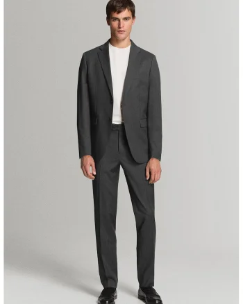 Pantaloni de lana cu pensa, Gri inchis