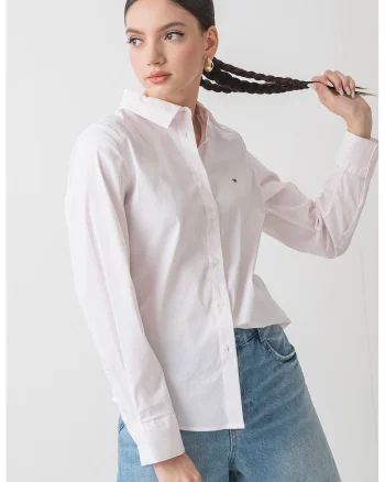 Camasa regular fit, Alb/Roz pastel