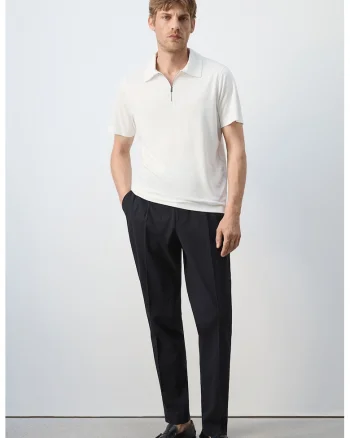 Tricou polo cu croiala regular-fit si model uni, Alb