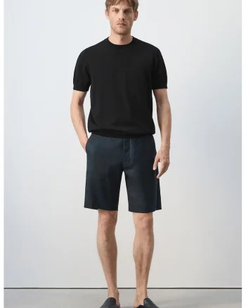 Tricou tricotat fin cu model uni, Negru