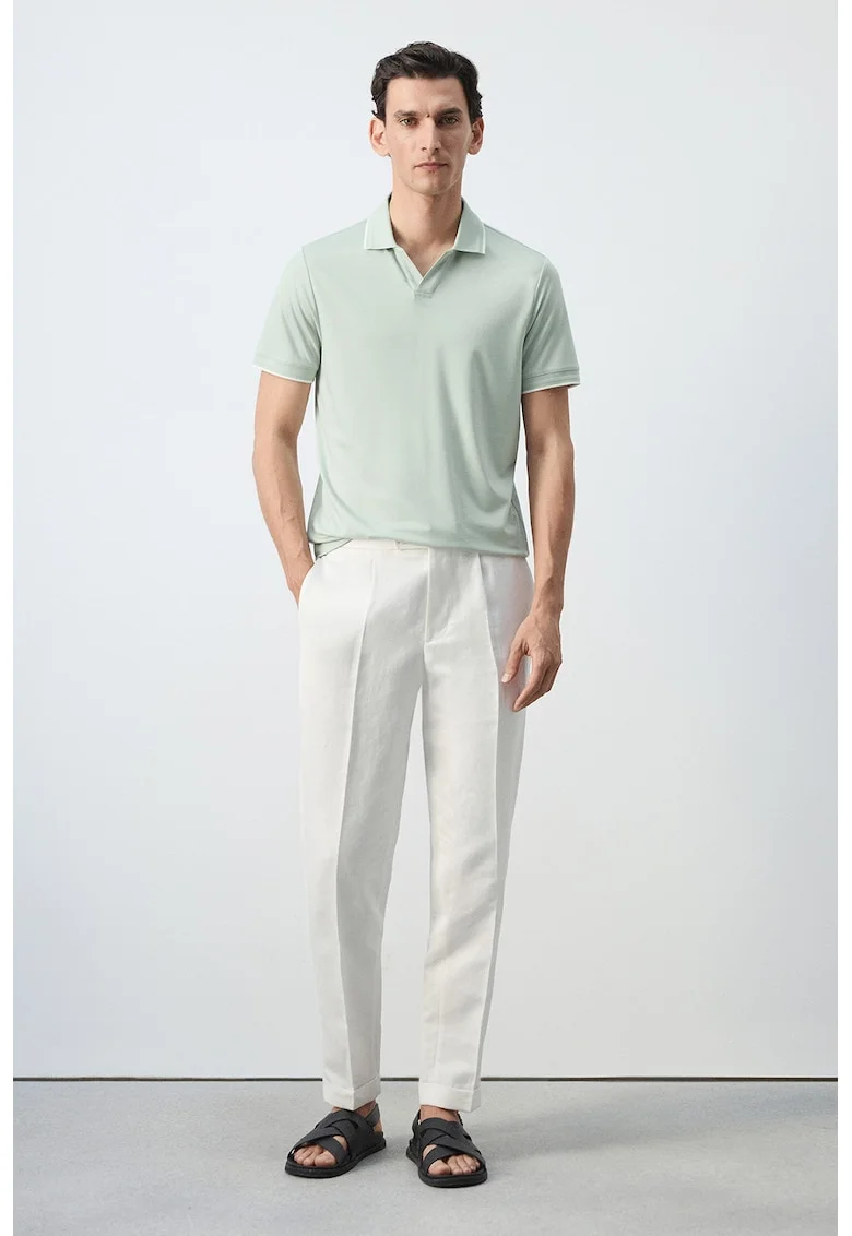 Tricou polo cu croiala regular-fit si model uni, Verde pastel