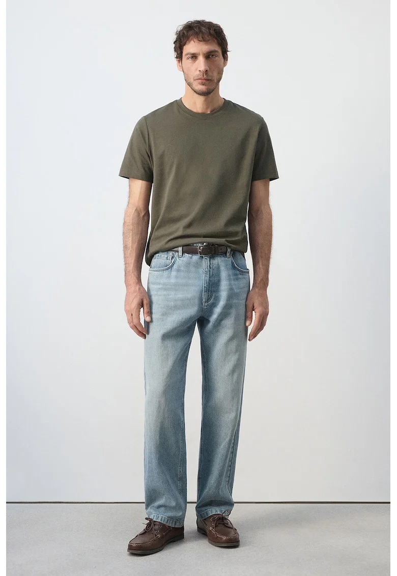 Tricou slim-fit cu model uni, Maro taupe inchis