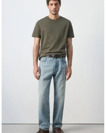 Tricou slim-fit cu model uni, Maro taupe inchis