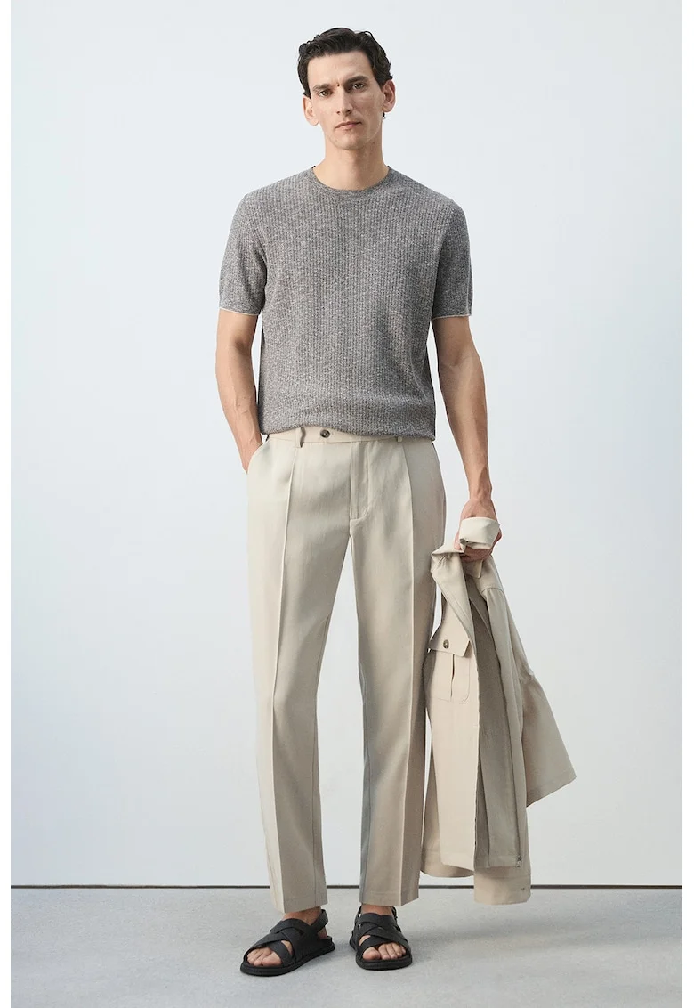Tricou regular-fit cu aspect texturat, Gri inchis melange