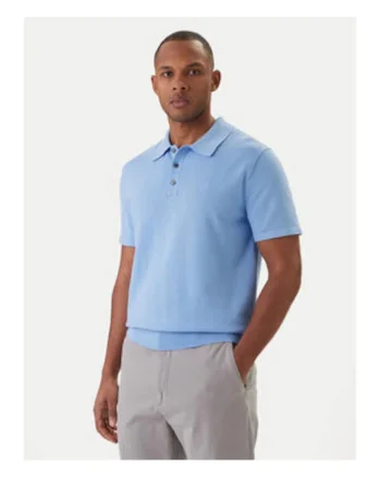 Tricou polo din bumbac cu model uni si slituri la terminatie