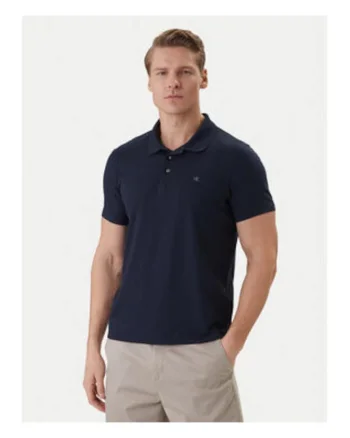 Tricou polo din bumbac cu logo discret si stantat