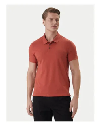 Tricou polo din bumbac cu nasturi contrastanti si terminatii striate