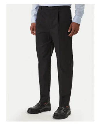 Pantaloni chino din bumbac cu talie medie si croiala conica