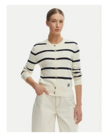 Cardigan din bumbac cu dungi