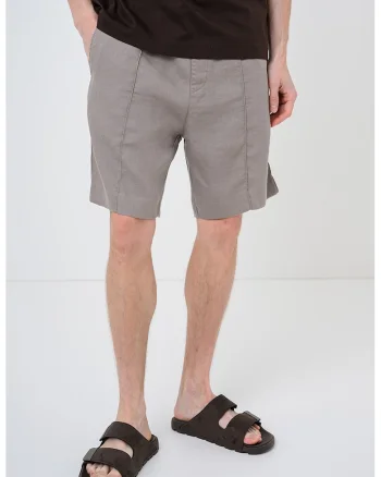 Pantaloni scurti din amestec de in Cino, Maro cafeniu
