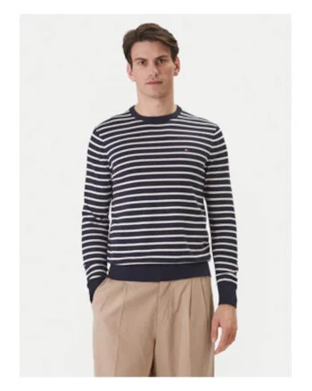 Pulover slim fit cu dungi,